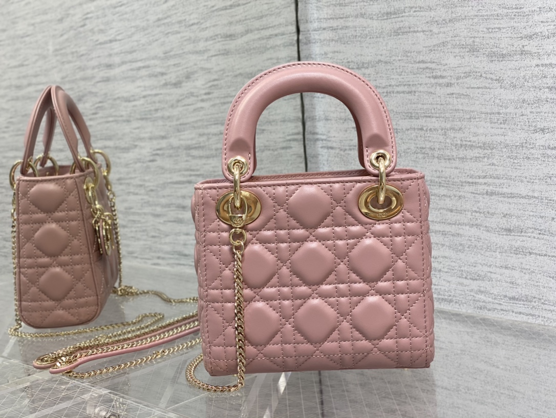 Mini Lady Dior Bag Pink Cannage Lambskin